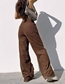 Fashion Brown Corduroy High-waisted Straight Wide-leg Pants