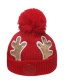 Fashion White Sequined Antlers Knitted Flanging Hair Ball Beanie