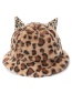 Fashion Leopard Horned Leopard Print Rabbit Fur Plush Fisherman Hat