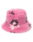 Fashion Rose Red Lamb Wool Print Plush Fisherman Hat