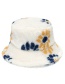 Fashion White Lamb Wool Print Plush Fisherman Hat