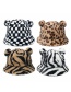 Fashion Khaki Zebra Faux Rabbit Fur Zebra Print Bear Ears Fisherman Hat