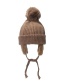 Fashion Brown Wool Knitted Ear Protection Hair Ball Cap