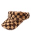 Fashion Brown Plush Checkerboard Empty Top Baseball Cap