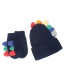 Fashion Grey Color Crochet Full Finger Glove Set For Children's Knitted Cap