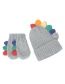 Fashion Grey Color Crochet Full Finger Glove Set For Children's Knitted Cap