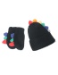 Fashion Black Children's Knitted Cap And Colorful Crochet Full Finger Gloves Set