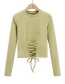 Fashion Milk Green Solid Color Tie Rope Bottoming Shirt