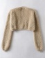 Fashion Khaki Pure Color Plush One Button V-neck Sweater