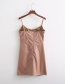 Fashion Photo Color Pleated Pu Leather Strap Dress