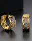Fashion Gold Copper Inlaid Zirconium Geometric Hollow Earrings