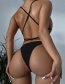 Fashion Black Solid Color Strappy One-piece Swimsuit
