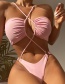 Fashion Pink Solid Color Cutout Lace One-piece Swimsuit