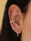 Fashion Silver Metal Inlaid Zirconium Geometric Piercing Earrings