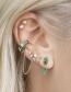 Fashion Silver Metallic Diamond Tassel Geometric Single Stud Earrings