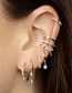 Fashion Silver (single) Copper And Diamond Geometric Tassel Ear Bone Clip