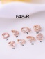 Fashion Rose Gold 8# Geometry Inlaid Zirconium Piercing Single Ear Bone Clip