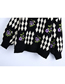 Fashion Black Embroidered Jacquard Knitted Sweater