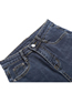 Fashion Blue Stretch Rolled Edge Washed Cropped Straight-leg Jeans