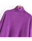 Fashion Purple Solid Color Half High Neck Pullover Sweater