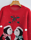 Fashion Coffee Color Little Penguin Jacquard Long Sleeve Knit Pullover