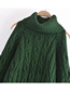 Fashion Green Pure Color Wool Knit Turtleneck Sweater