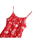 Fashion Red Printed Big Swing Suspender Dress