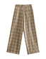 Fashion Coffee Color Checked Straight-leg Trousers