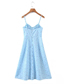 Fashion Blue Printed Slit Sling Dress