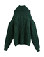 Fashion Green Wool Knitted Turtleneck Sweater