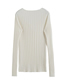 Fashion White Solid Color Pit Strip V-neck Knitted Sweater