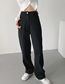 Fashion Black Straight Trousers With Solid Color Waist Button