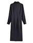 Fashion Black Pure Color Silk Satin Pleated Dress
