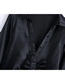 Fashion Black Pure Color Silk Satin Pleated Dress