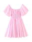 Fashion Pink Puff Sleeve One-shoulder Dress