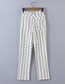 Fashion White Geometric Print Straight-leg Trousers