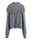 Fashion Grey Pure Color Fringed Knitted Pullover Sweater