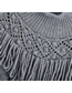 Fashion Grey Pure Color Fringed Knitted Pullover Sweater