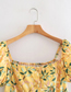 Fashion Yellow Printed Buttoned Dress