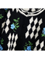 Fashion Black Embroidered Jacquard Knitted Sweater Coat