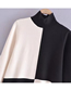 Fashion Color Matching Colorblock Knitted Turtleneck Sweater Dress