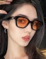 Fashion Bright Black Orange Slices Small Square Frame Buckle Sunglasses