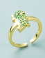 Fashion Green Gold-plated Copper And Zirconium Dinosaur Ring