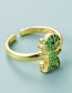 Fashion Green Gold-plated Copper And Zirconium Dinosaur Ring