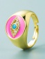Fashion White Copper Gold-plated Inlaid Zirconium Drip Oil Eye Ring