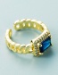 Fashion Blue Gold-plated Copper And Blue Zirconium Open Ring