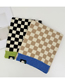 Fashion Khaki Wool Knitted Checkerboard Scarf