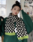 Fashion Khaki Wool Knitted Checkerboard Scarf