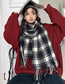 Fashion Coffee Color Double-line Check Fringed Cashmere Scarf