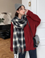 Fashion Coffee Color Double-line Check Fringed Cashmere Scarf